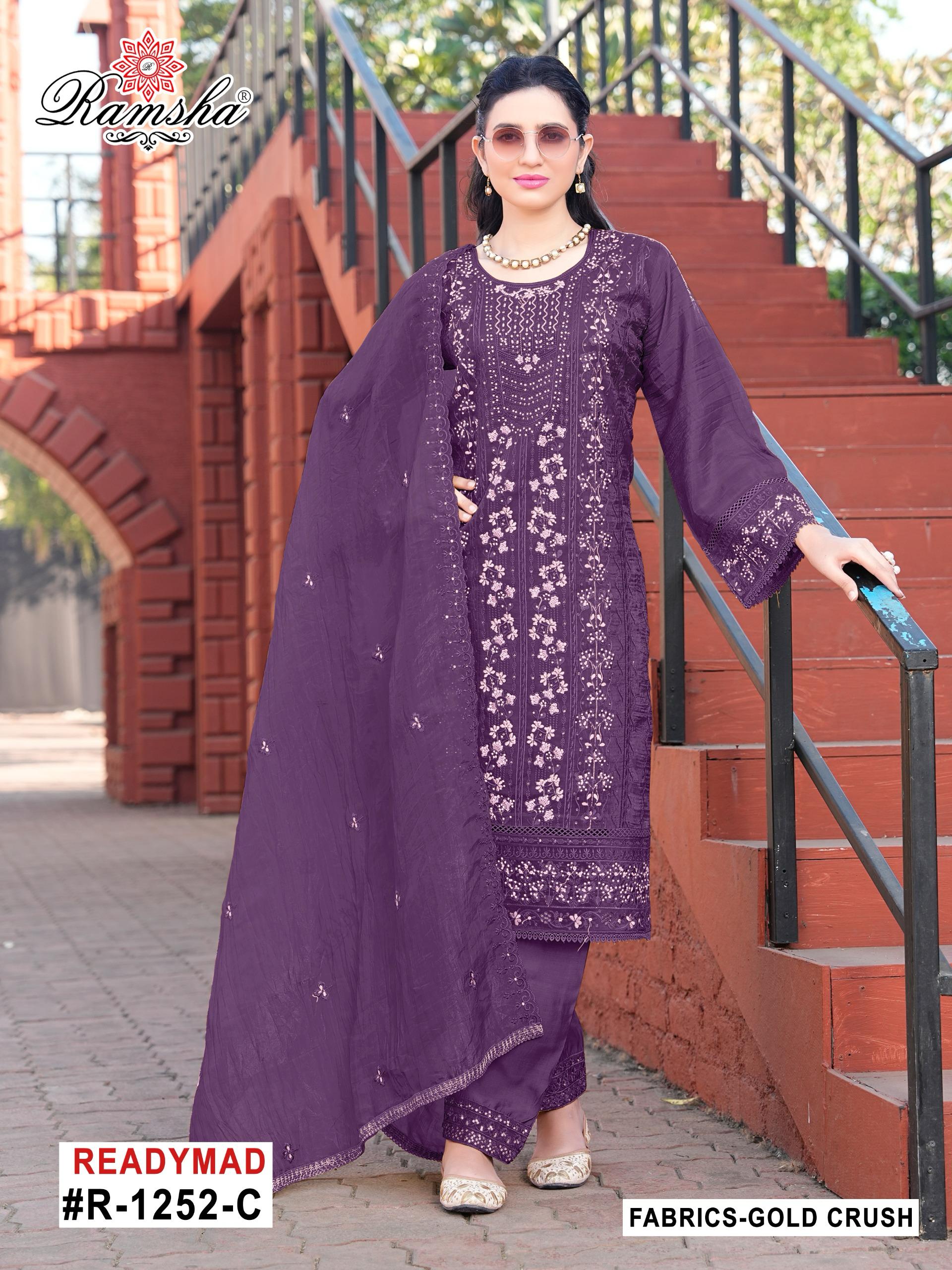 Ramsha R 1252 Nx Gold Crush Ready Made Suits Collection