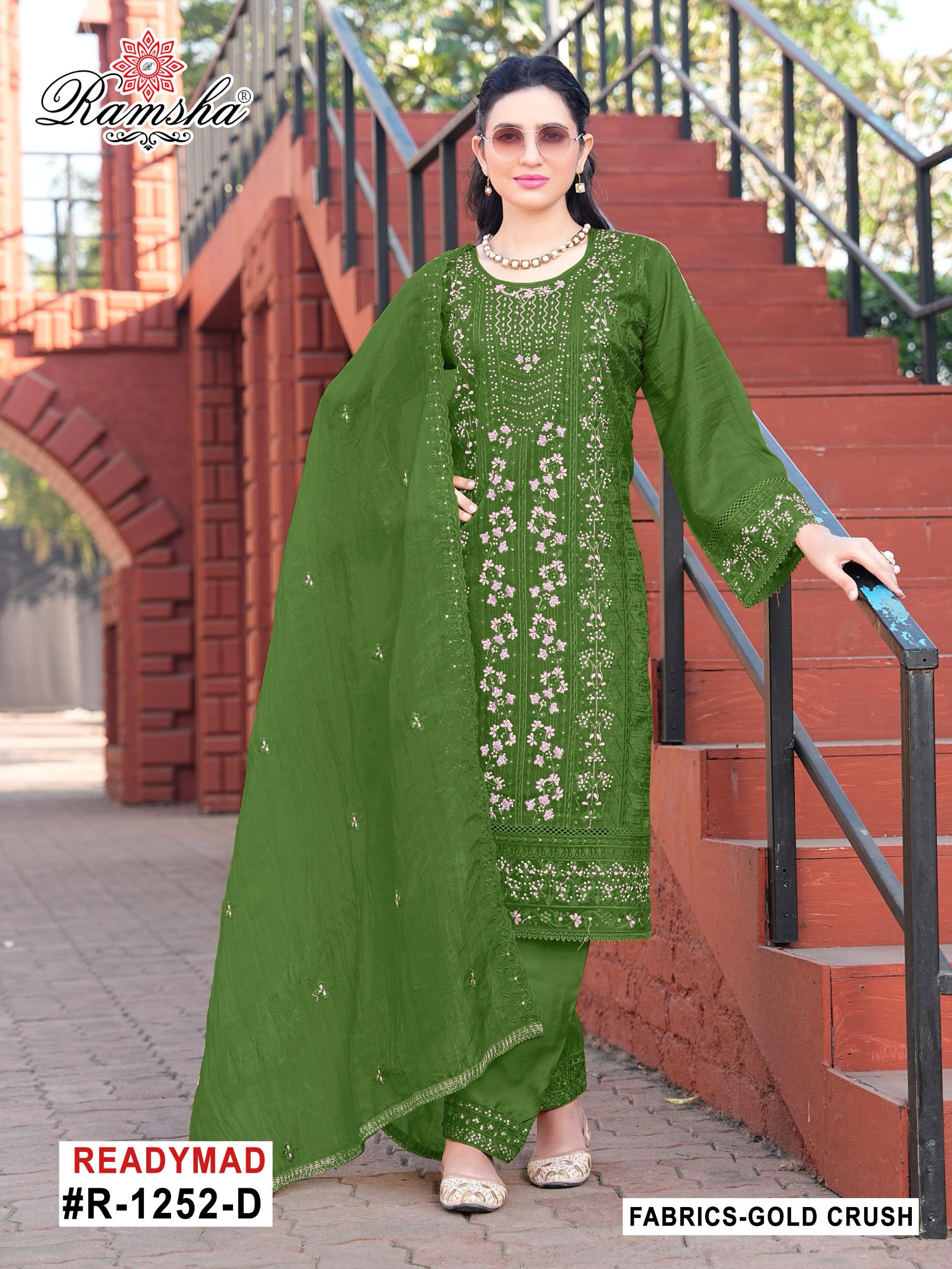 Ramsha R 1252 Nx Gold Crush Ready Made Suits Collection