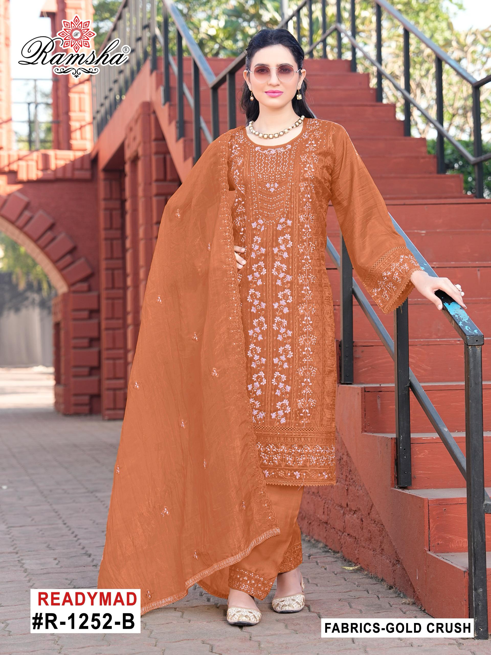 Ramsha R 1252 Nx Gold Crush Ready Made Suits Collection