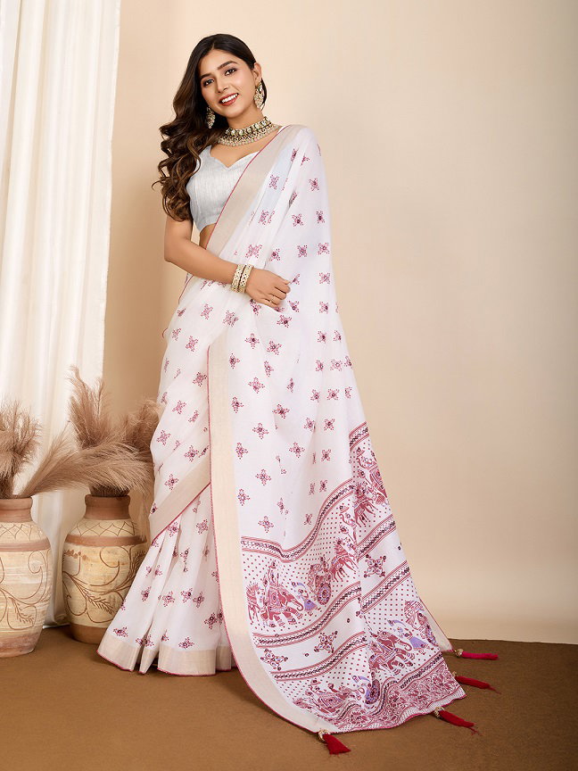 Maahi 173 Party Wear Handwork Semi Cotton Saree with Jari Border 