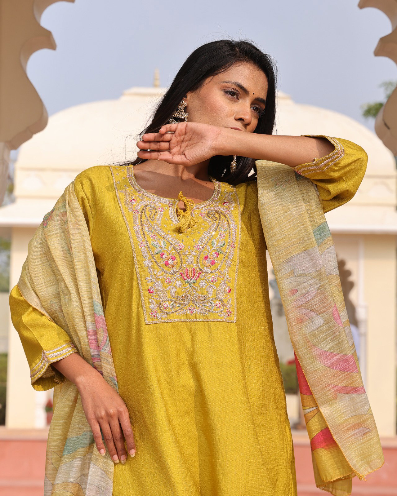 9star Sana Festive Wear Cotton Silk Kurti Bottom With Dupatta