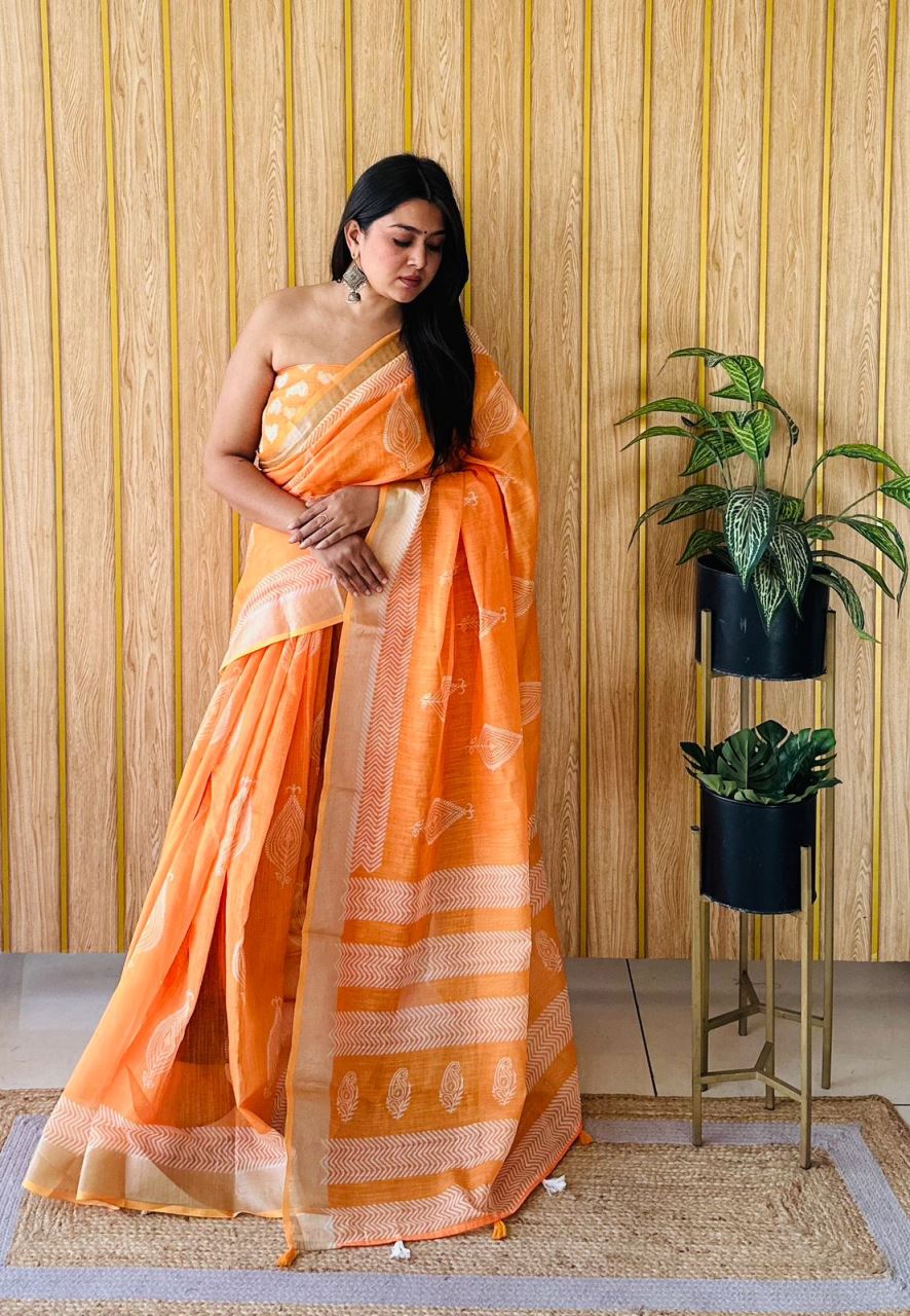 Vc Aarya G Premium Linen Cotton Saree Collection