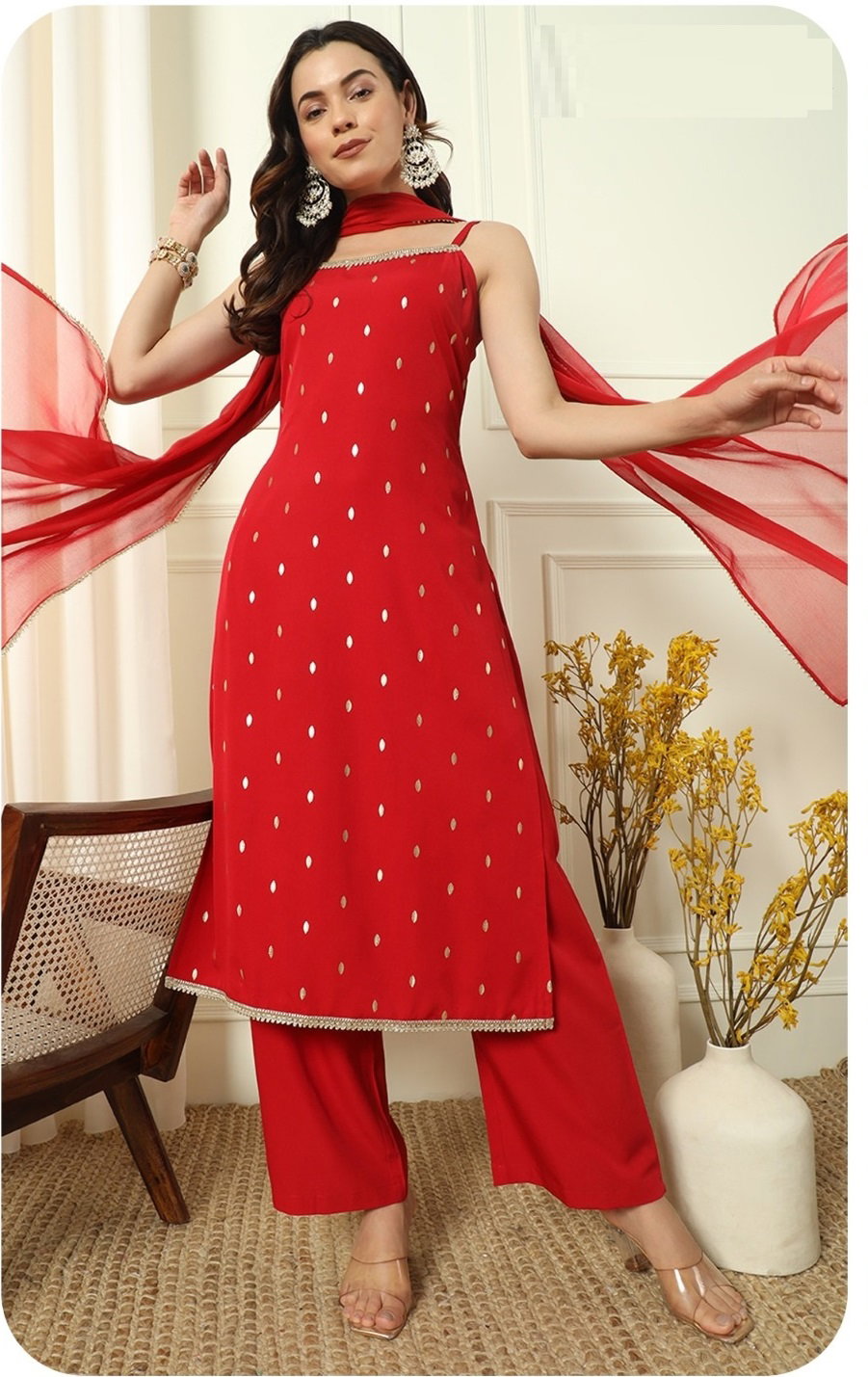 Set 0148 Fancy Crepe Readymade Kurti Bottom With Dupatta
