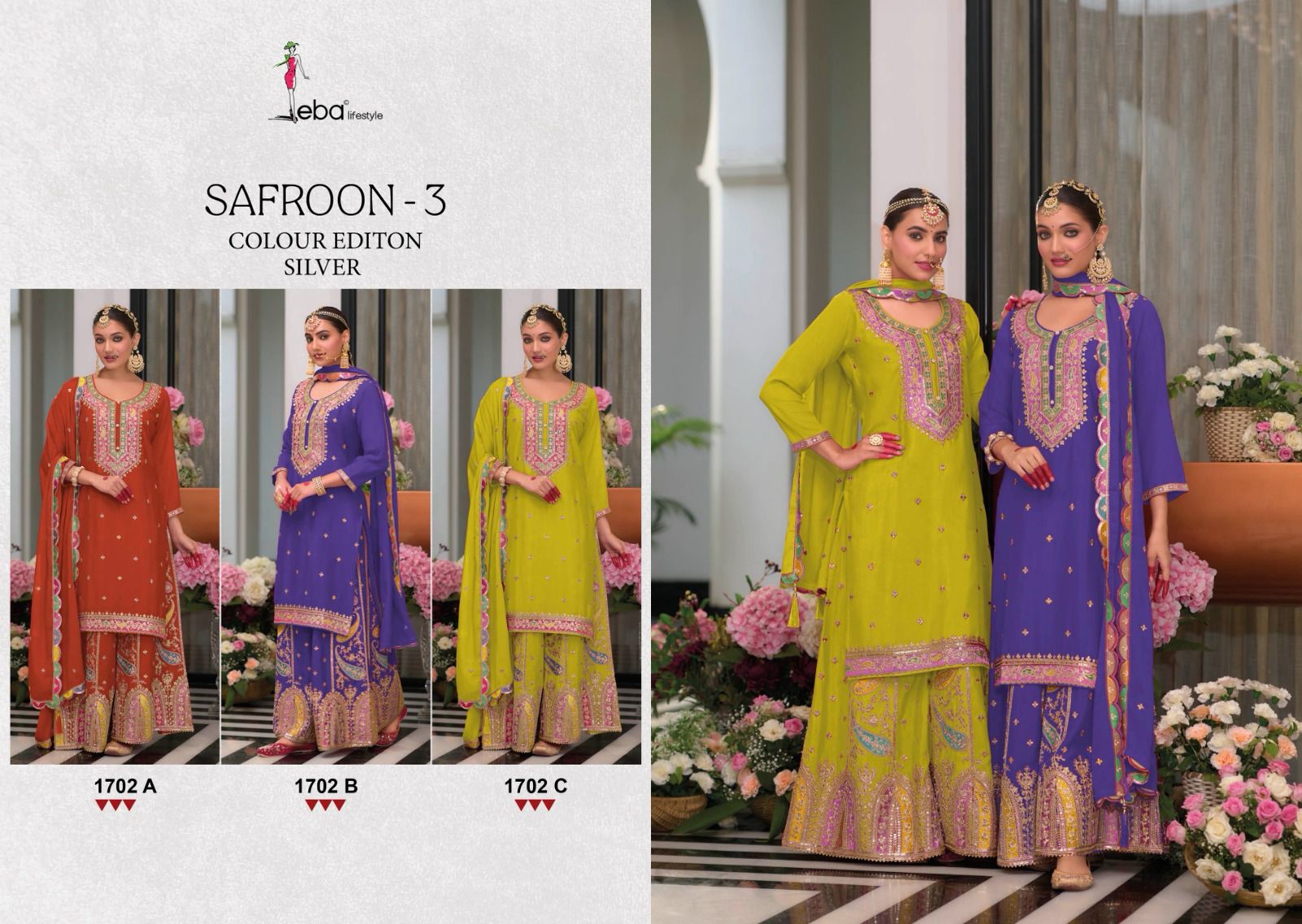 Eba Safroon Vol 3 Color Edition Silver Ready Made Suits Collection