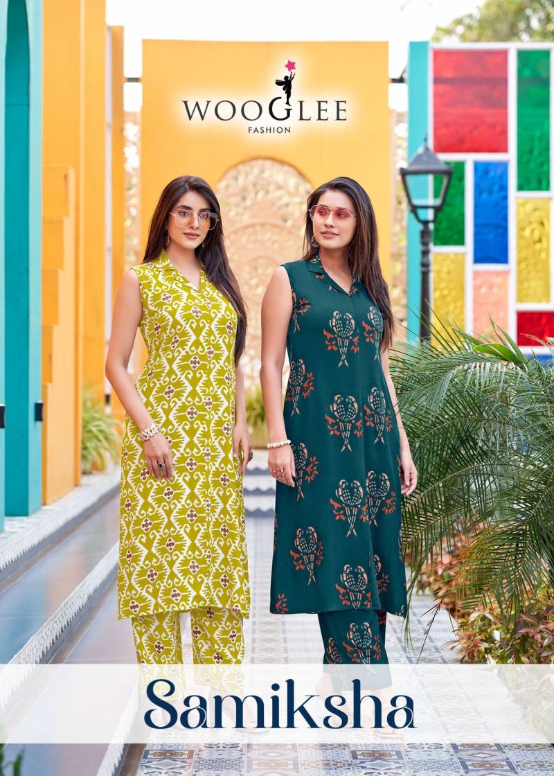 Wooglee Samiksha Rayon Print Kurti With Bottom Collection
