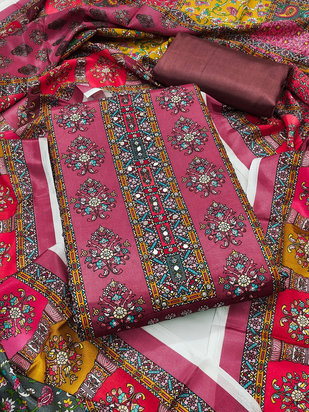 Maharaja 1 Digital Printed Fancy Silk Dress Material Collection