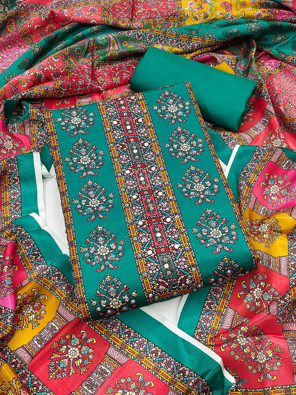 Maharaja 1 Digital Printed Fancy Silk Dress Material Collection