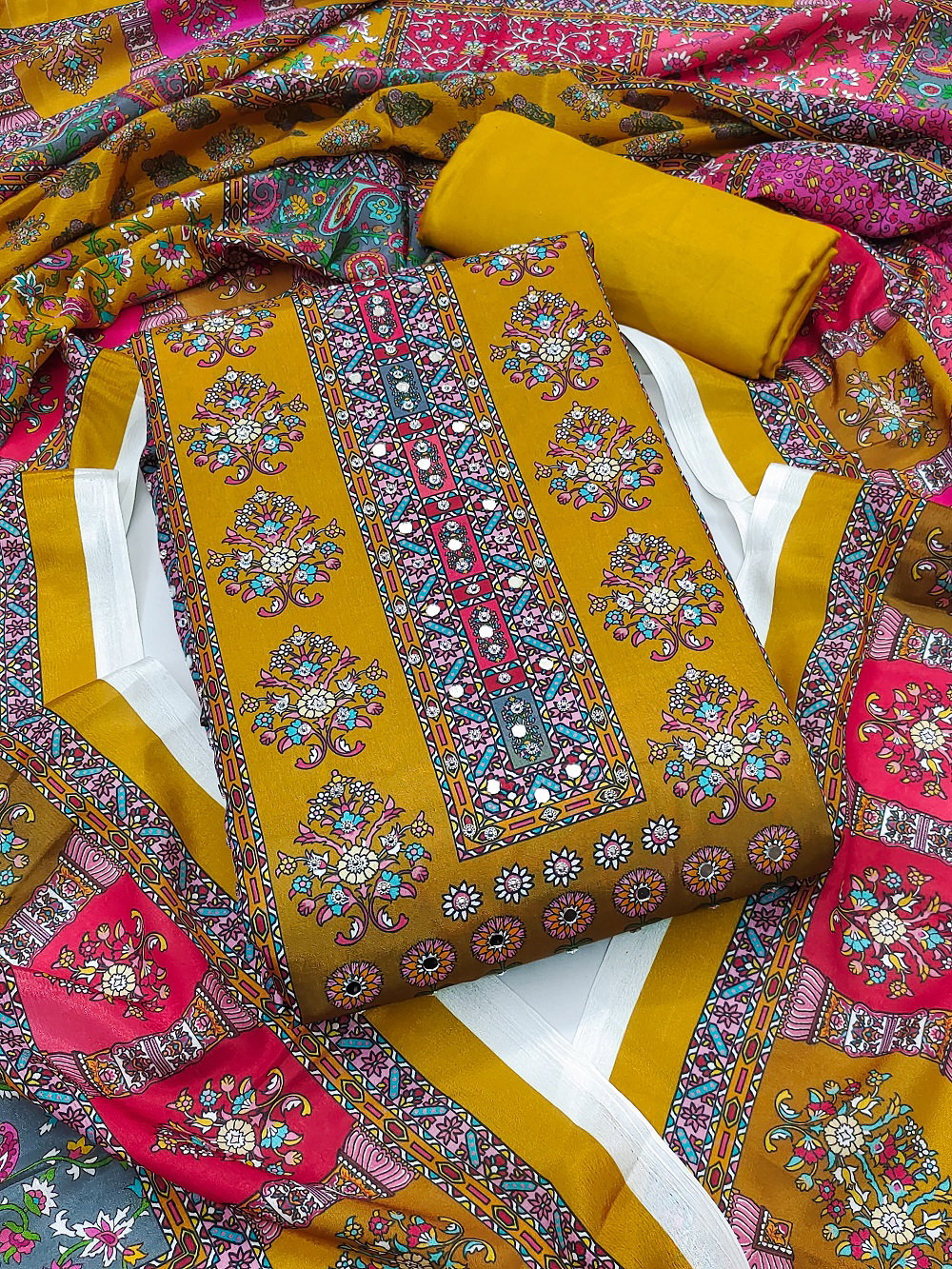 Maharaja 1 Digital Printed Fancy Silk Dress Material Collection