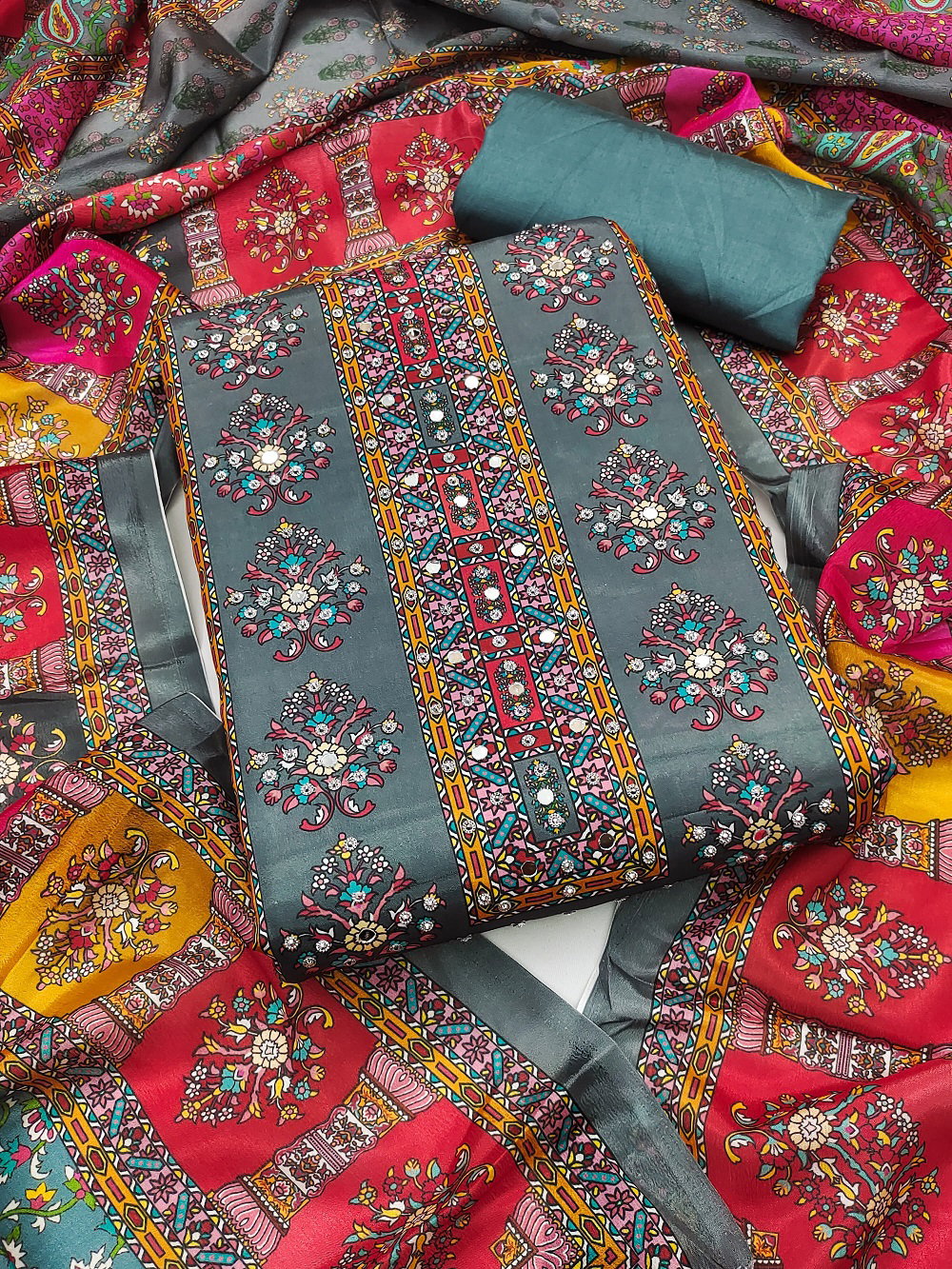 Maharaja 1 Digital Printed Fancy Silk Dress Material Collection