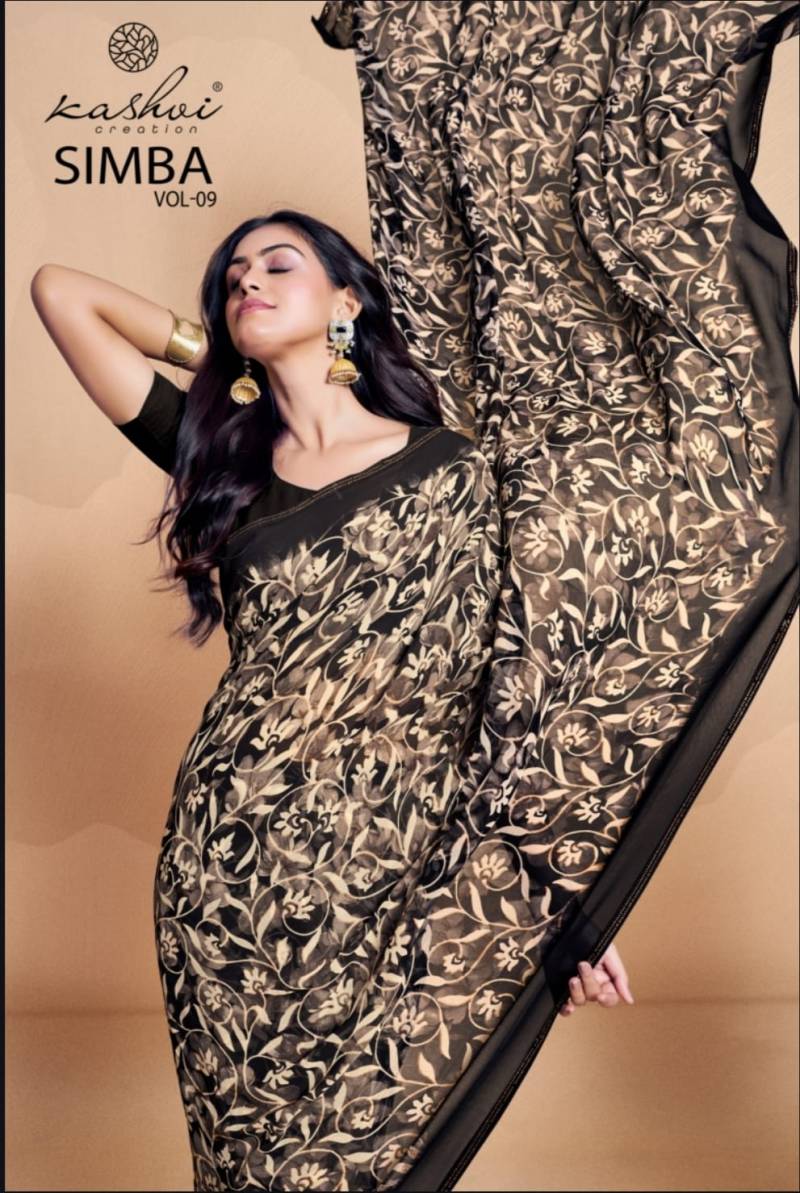 Kashvi Simba Vol 9 Georgette With Swarovski Lace Fancy Saree