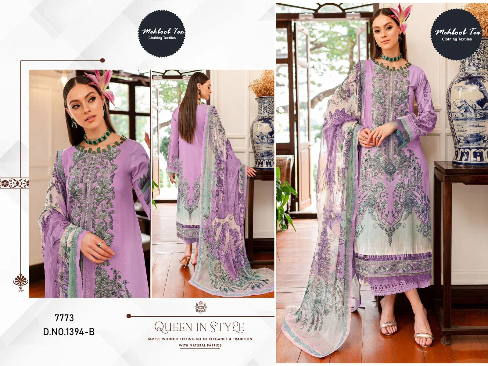 Mehboob Tex 1394 A And B Cotton Dupatta Pakistani Salwar Suits