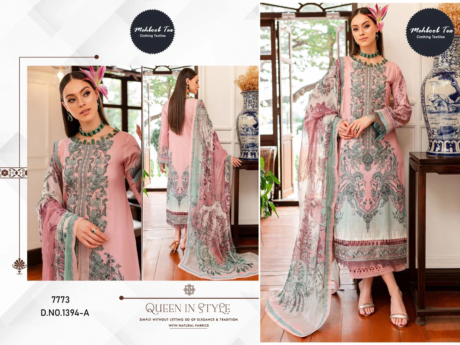 Mehboob Tex 1394 A And B Cotton Dupatta Pakistani Salwar Suits