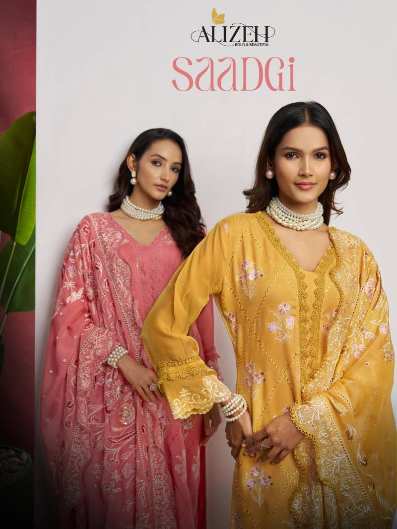 Alizeh Saadgi Organza Designer Salwar Kameez Collection