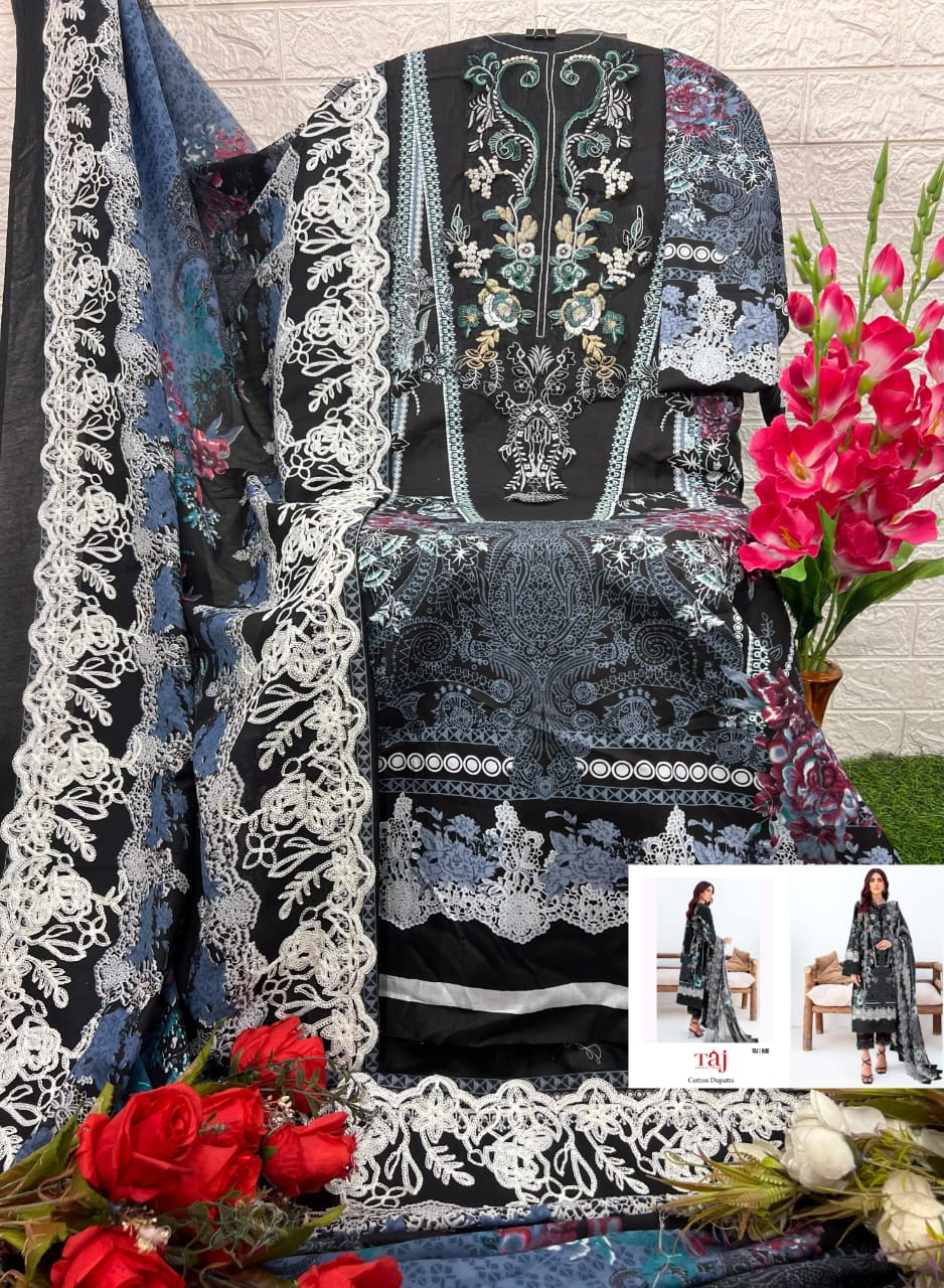 Taj 580 And 581 Cotton Dupatta Pakistani Salwar Suits Collection