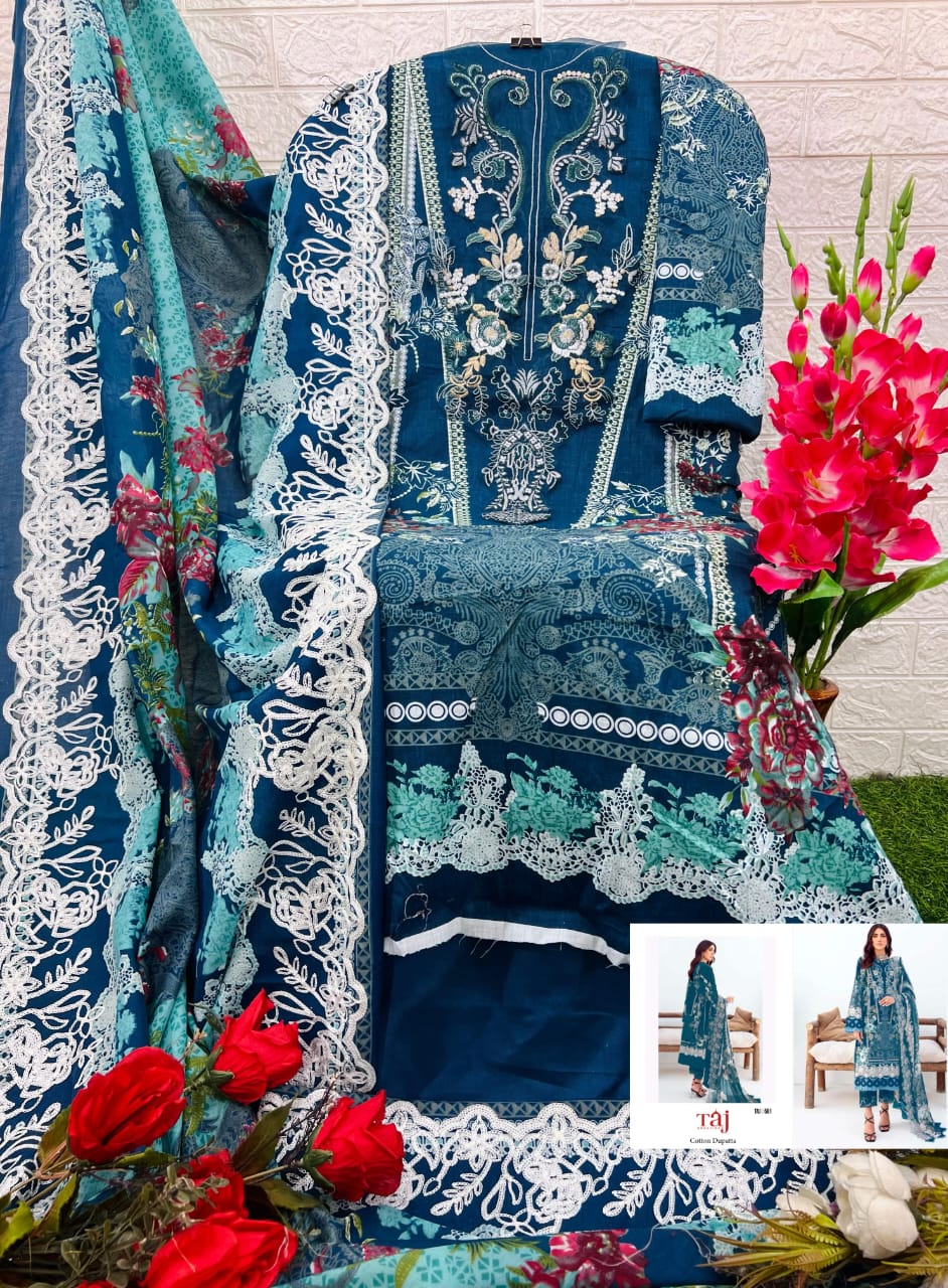 Taj 580 And 581 Cotton Dupatta Pakistani Salwar Suits Collection