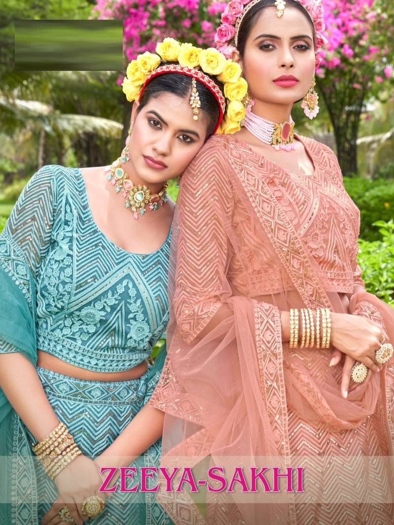Zeeya Sakhi Net Embroidered Designer Lehenga Choli Collection