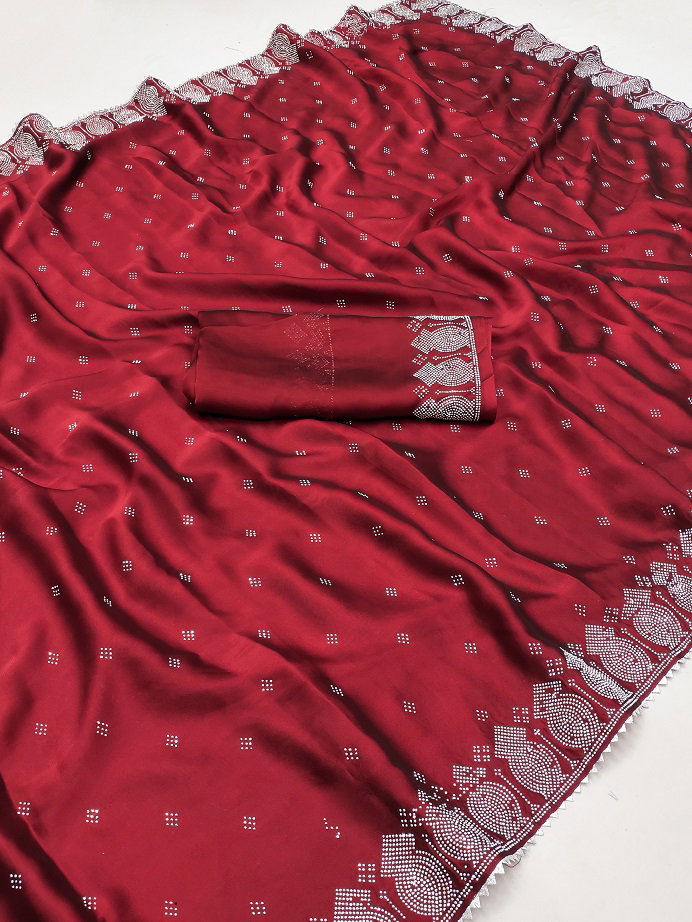 Meera 259 Party Wear Diamond Worked Rangoli Saree with Un Stitched Blouse