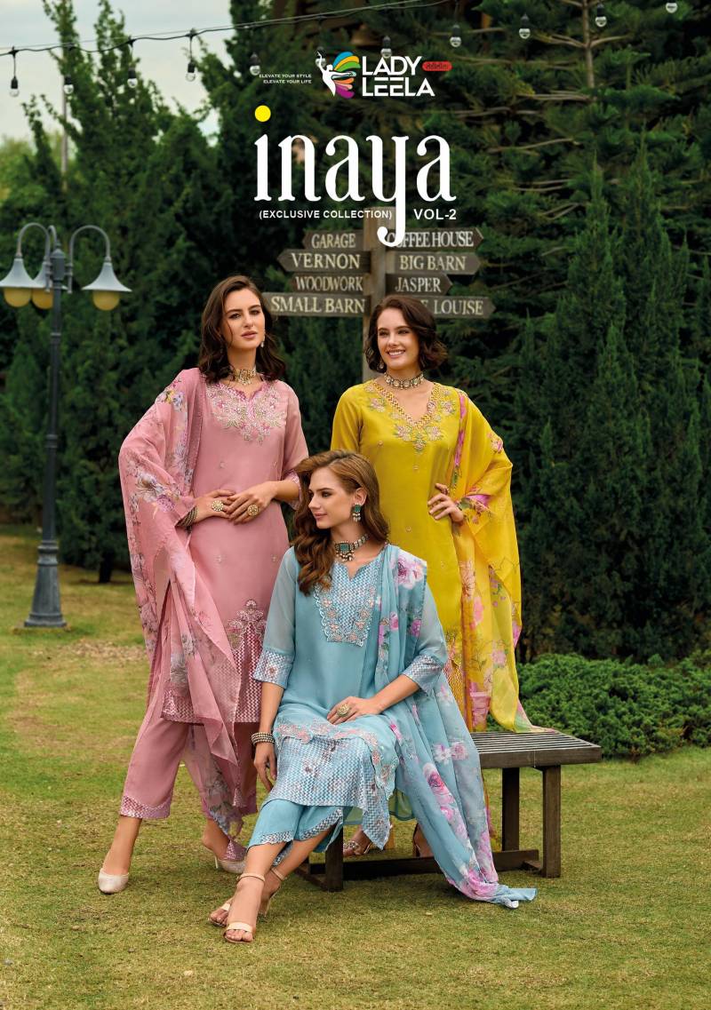 Lady Leela Inaya Vol 2 Organza Kurti Pant With Dupatta Collection