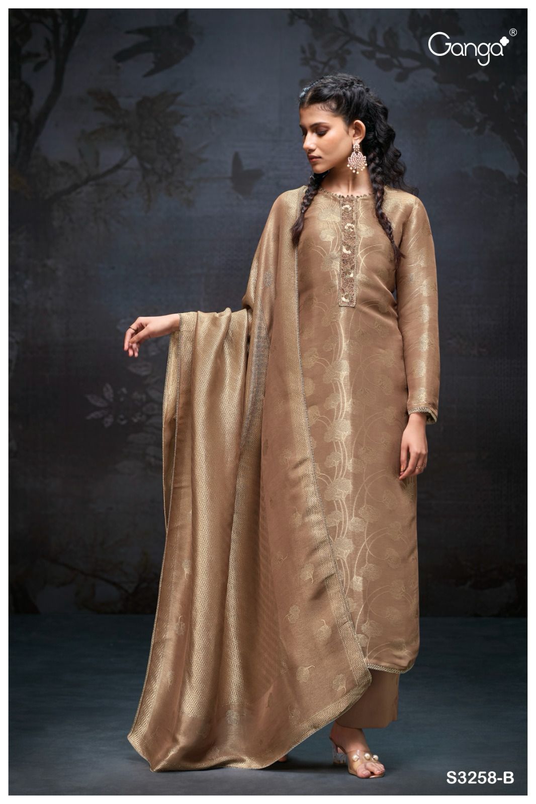 Ganga Cailey Bemberg Silk Jacquard Salwar Suits Collection