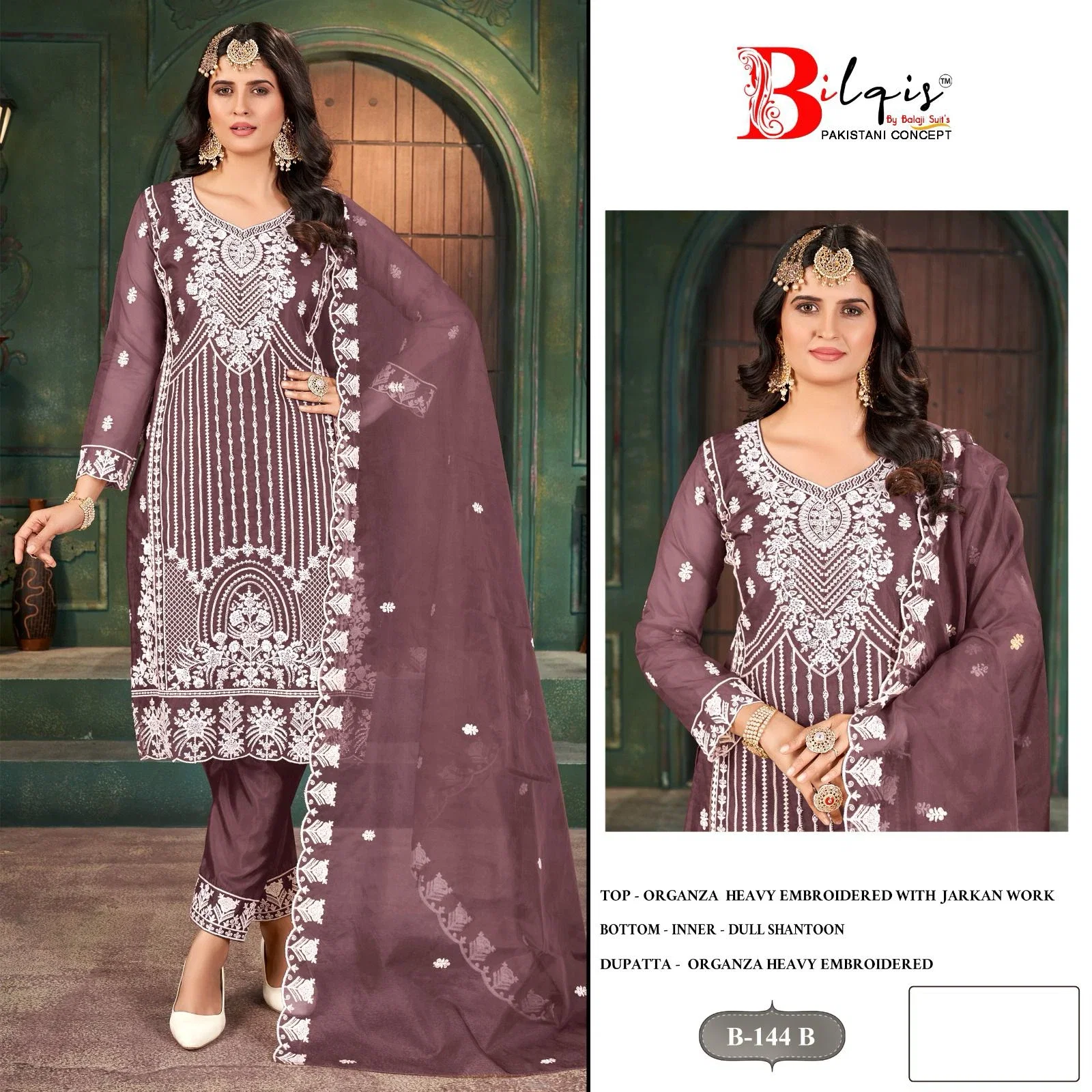 Bilqis B 144 Organza Pakistani Salwar Kameez Collection