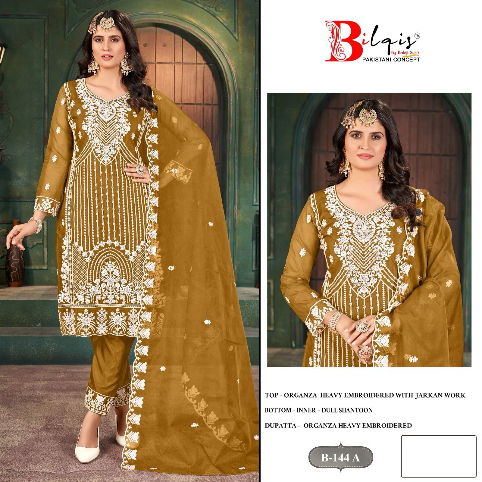 Bilqis B 144 Organza Pakistani Salwar Kameez Collection