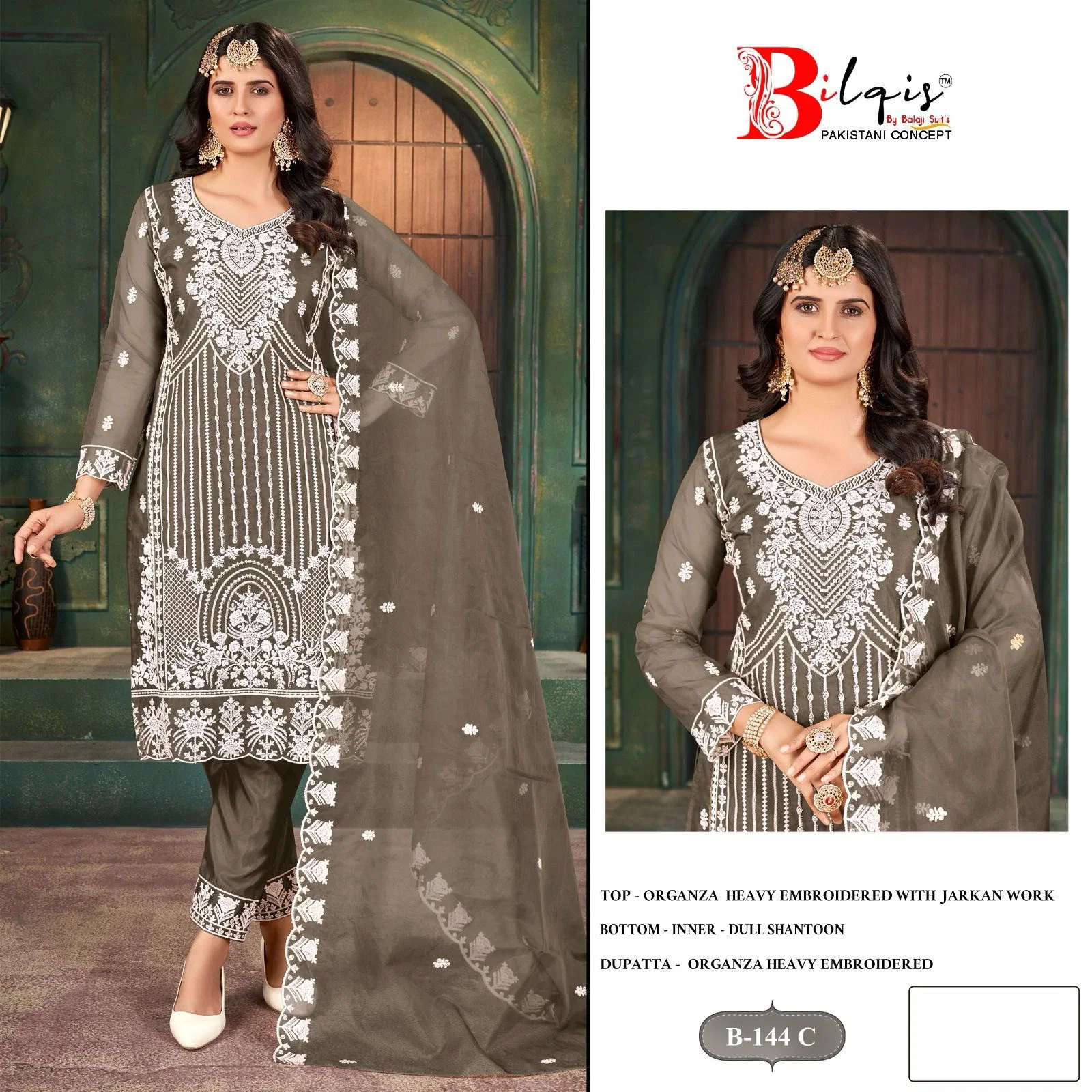Bilqis B 144 Organza Pakistani Salwar Kameez Collection