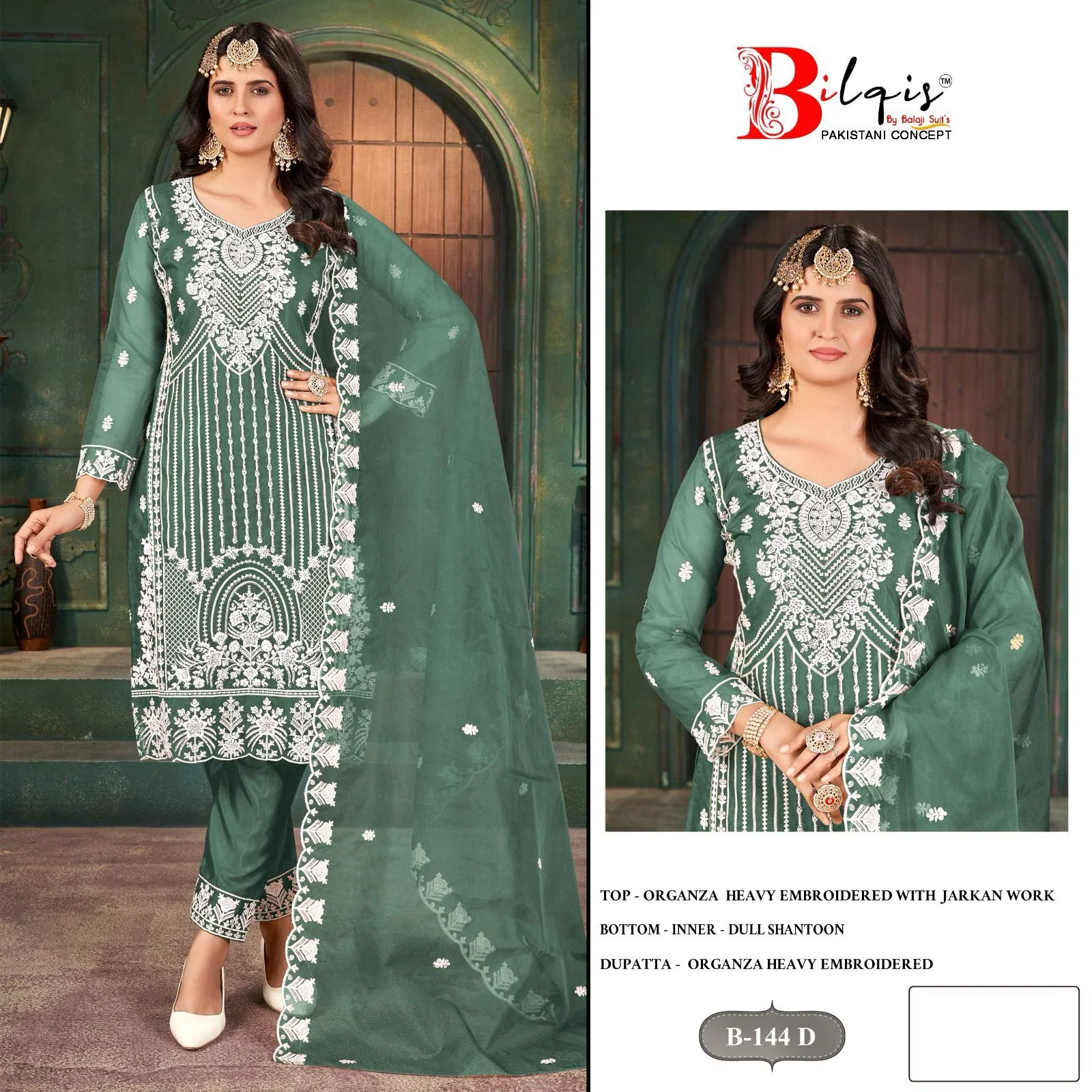 Bilqis B 144 Organza Pakistani Salwar Kameez Collection