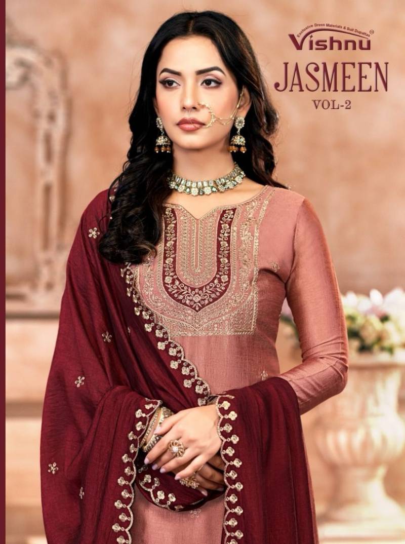 Vishnu Jasmeen Vol 2 Vichitra Silk Fancy Dress Material Collection