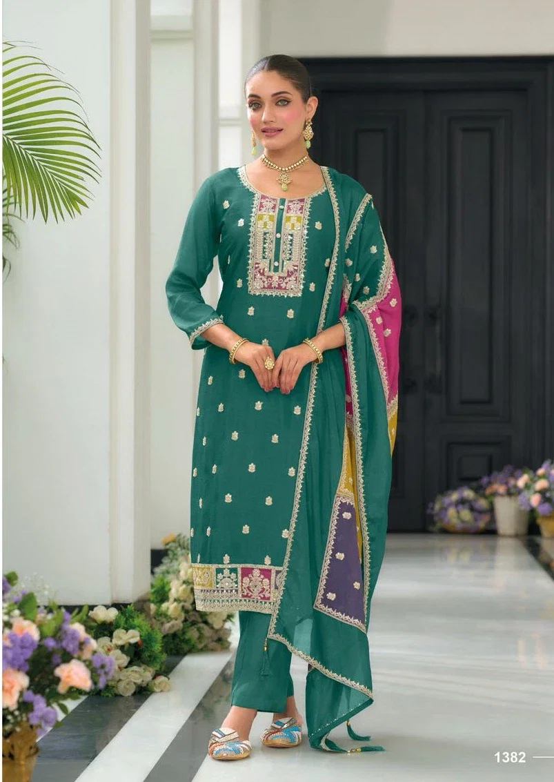 Twisha 1379 To 1382 Beautiful Chinon Embroidered Salwar Suits Collection