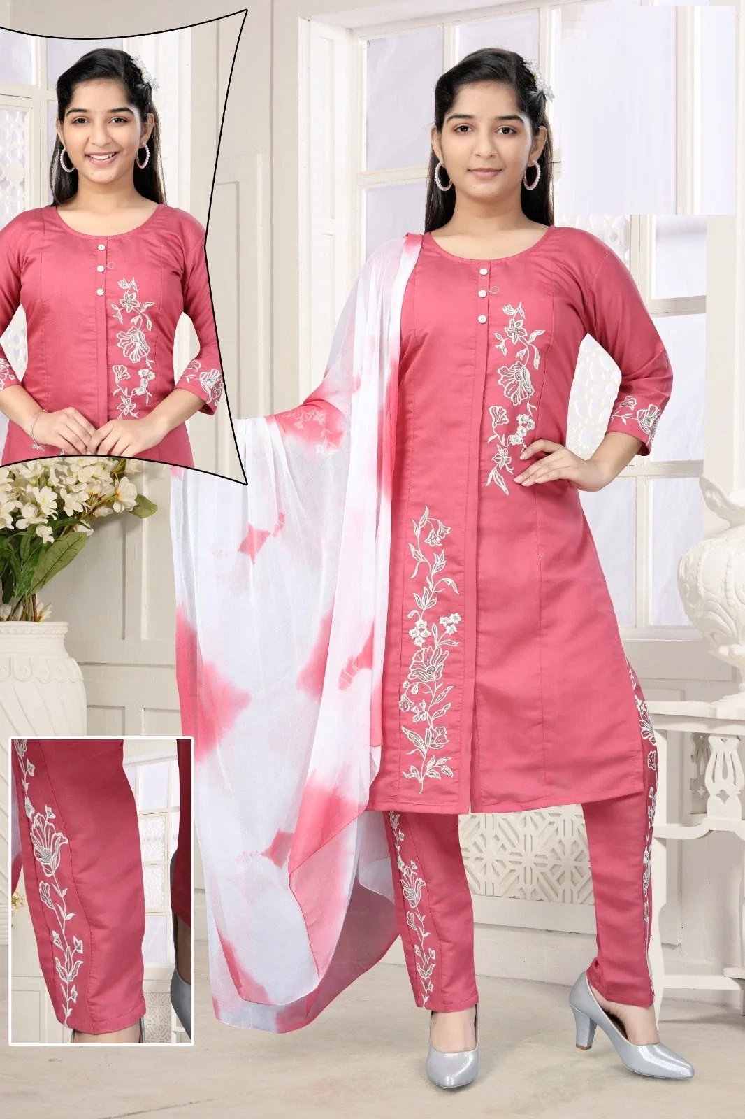 Senorita 3 Pant Set Roman Silk Kurti Pant With Dupatta Collection