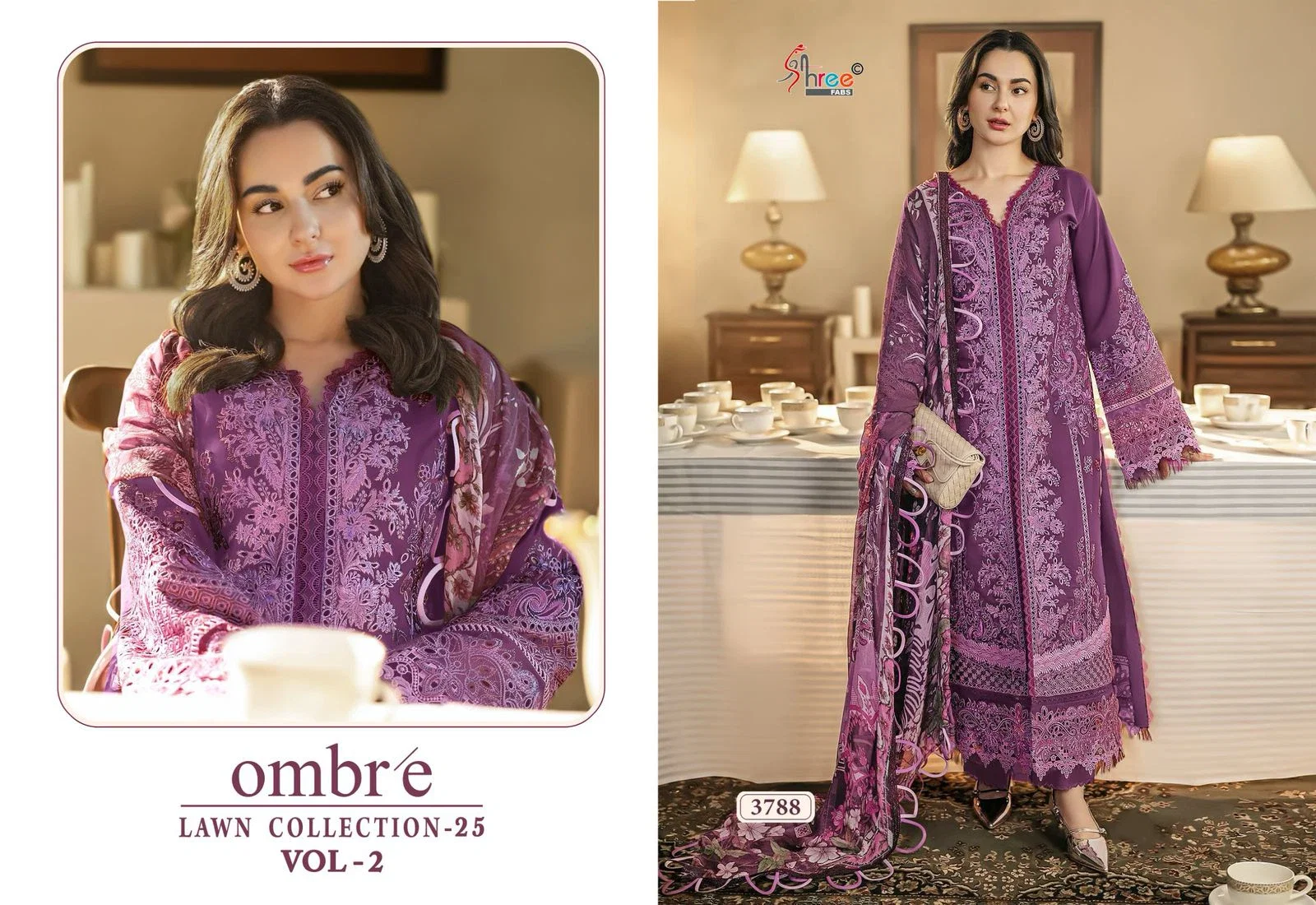 Shree Ombre Lawn Collection 25 Vol 2 Cotton Dupatta Pakistani Suits