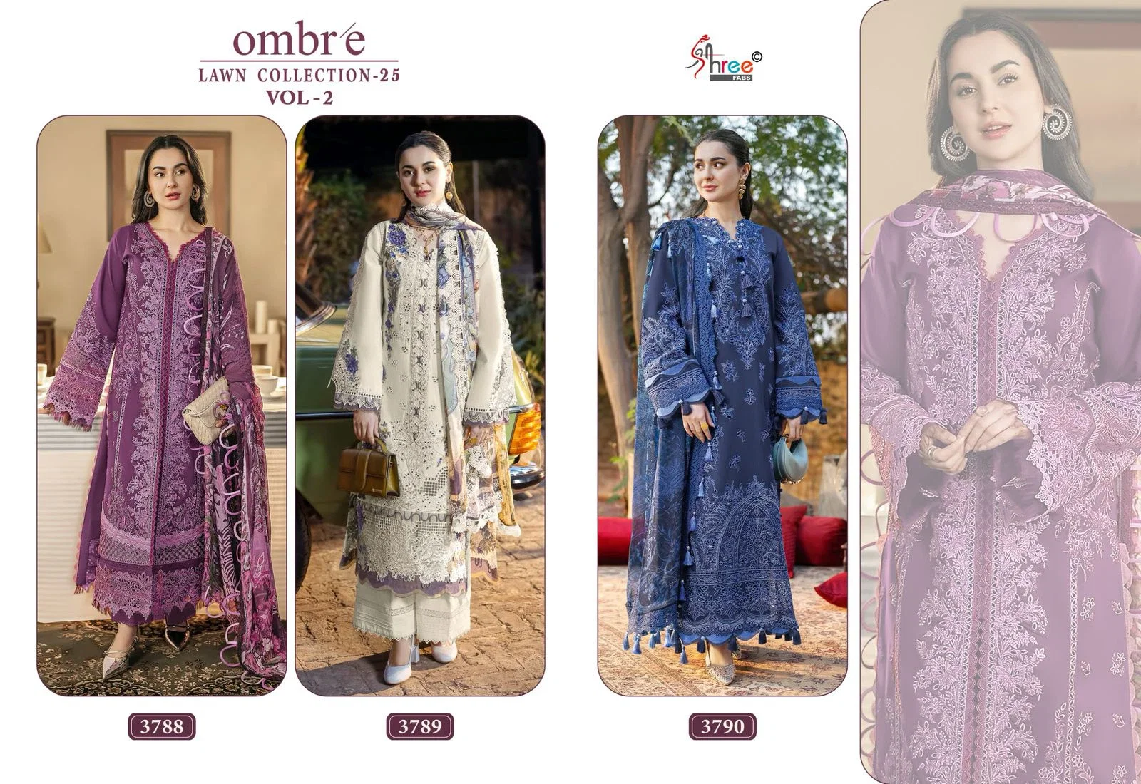 Shree Ombre Lawn Collection 25 Vol 2 Cotton Dupatta Pakistani Suits