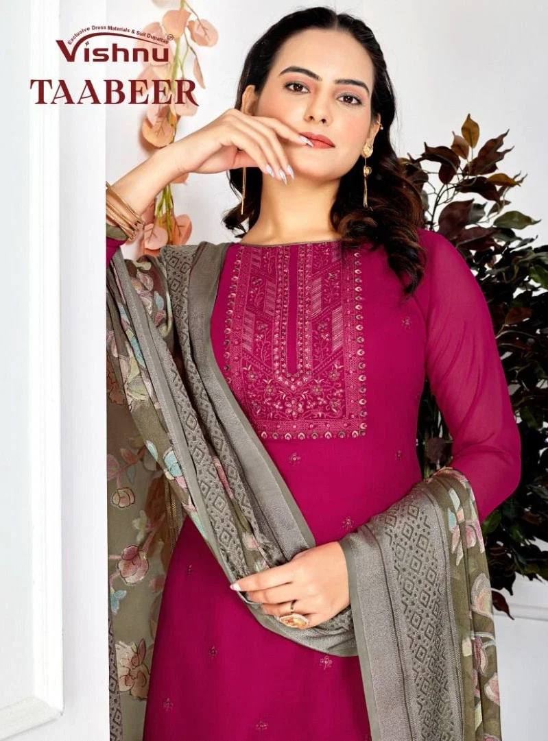 Vishnu Taabeer Faux Georgette Fancy Dress Material Collection