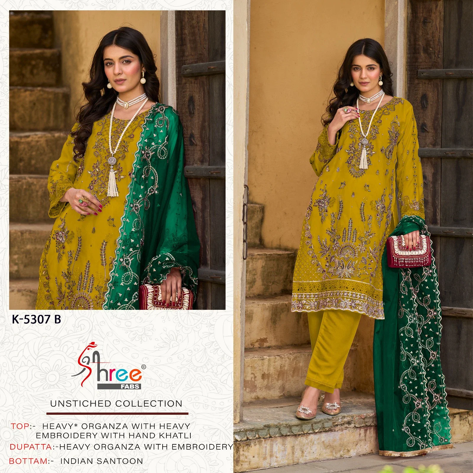 Shree K 5307 Organza Embroidered Pakistani Suit Collection