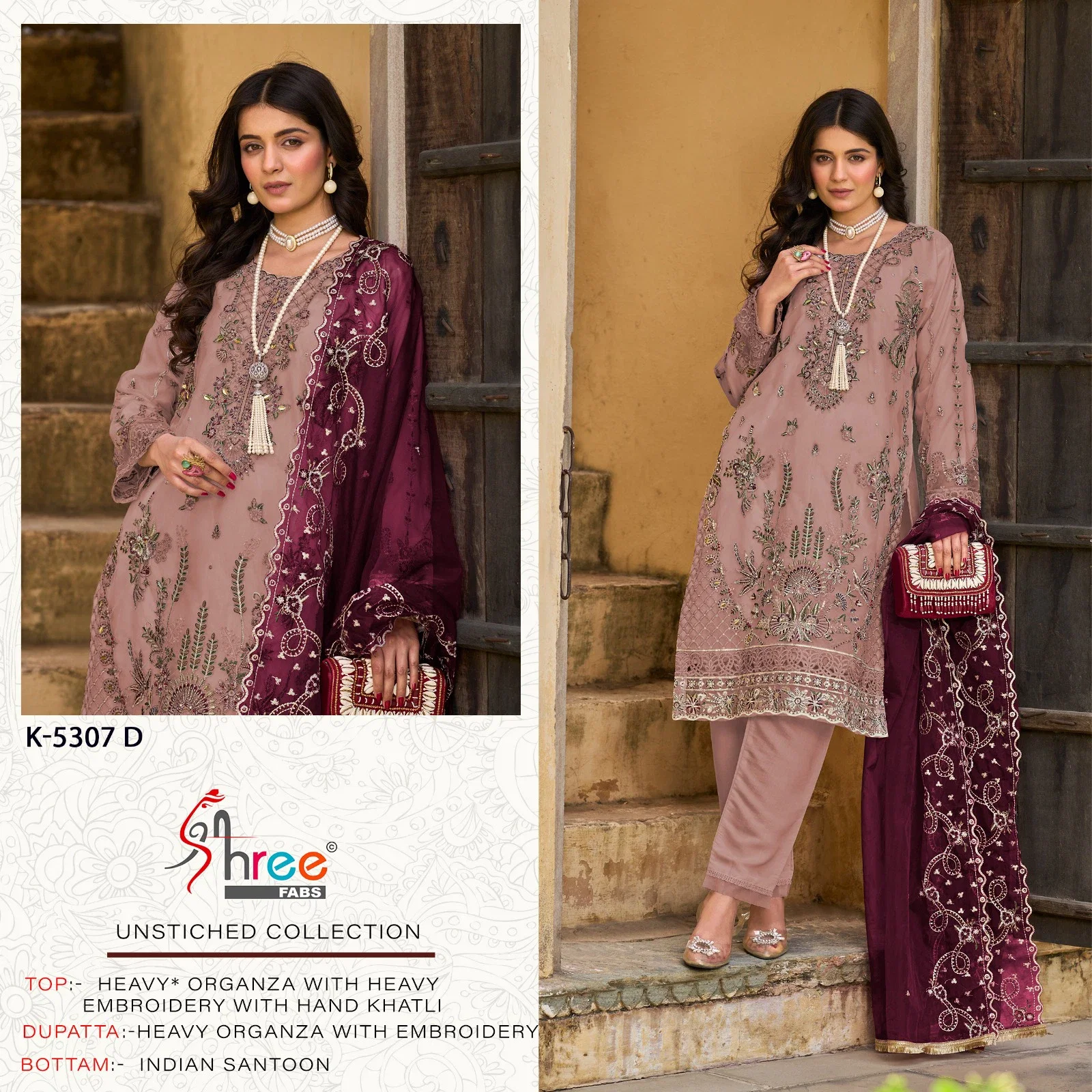 Shree K 5307 Organza Embroidered Pakistani Suit Collection
