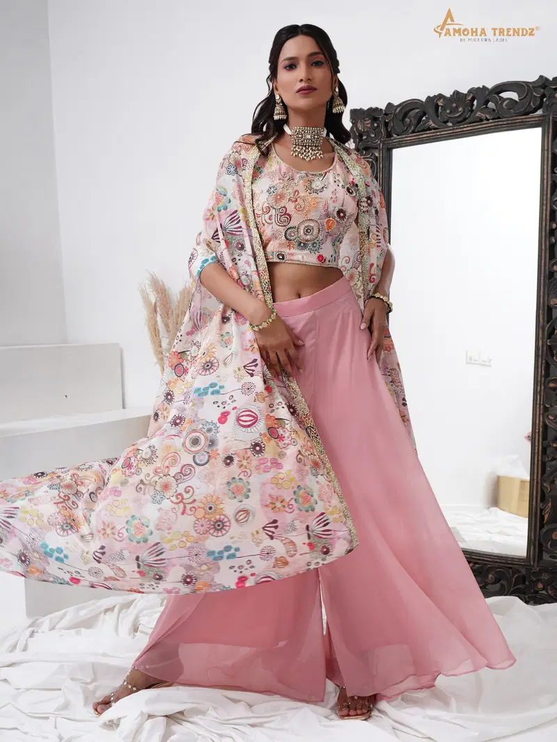 Amoha Trendz C400 Crepe Readymade Indo Western