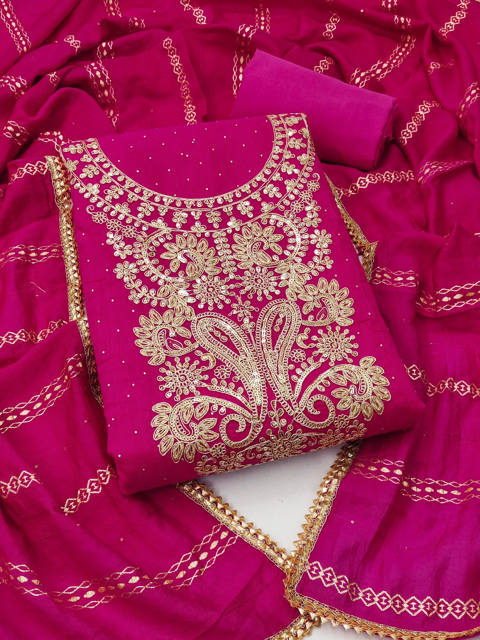Sahiba 01 Embroidered Chanderi Cotton Dress Material Collection