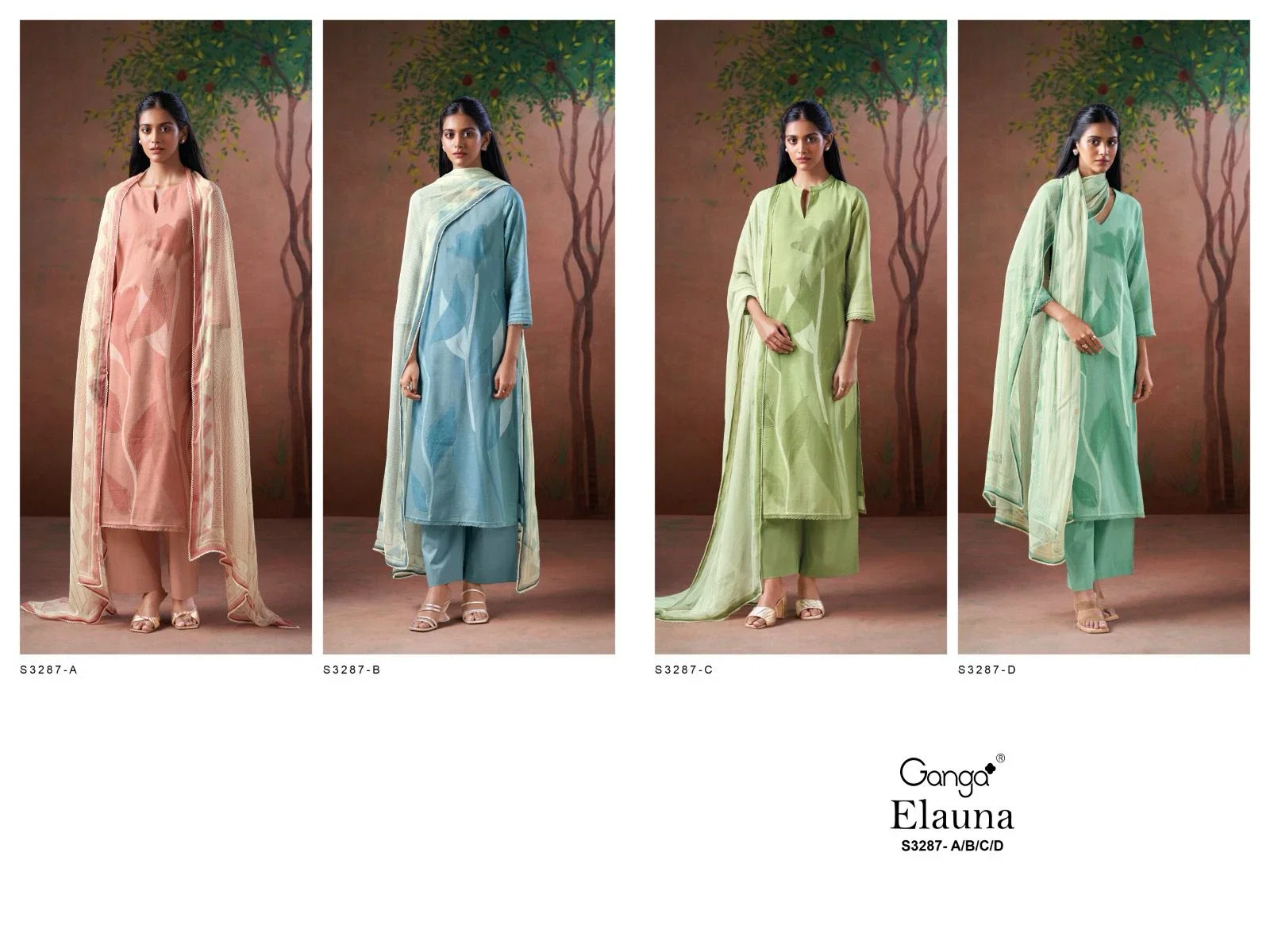 Ganga Elauna 3287 Cotton Printed Salwar Suit Collection