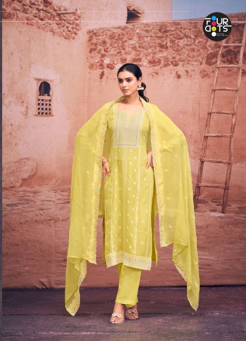 Four Dots Asher Viscose Organza Designer Dress Material Collection