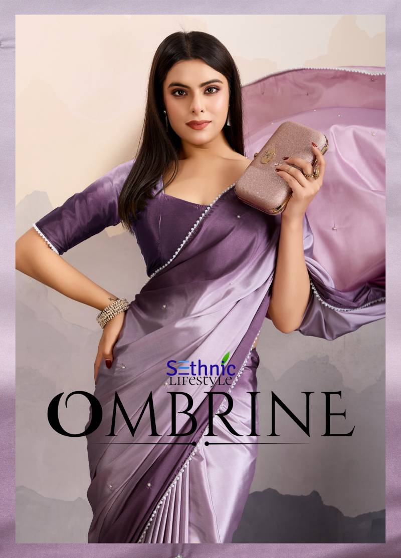 Sethnic Ombrine Crepe Satin Silk Saree Collection