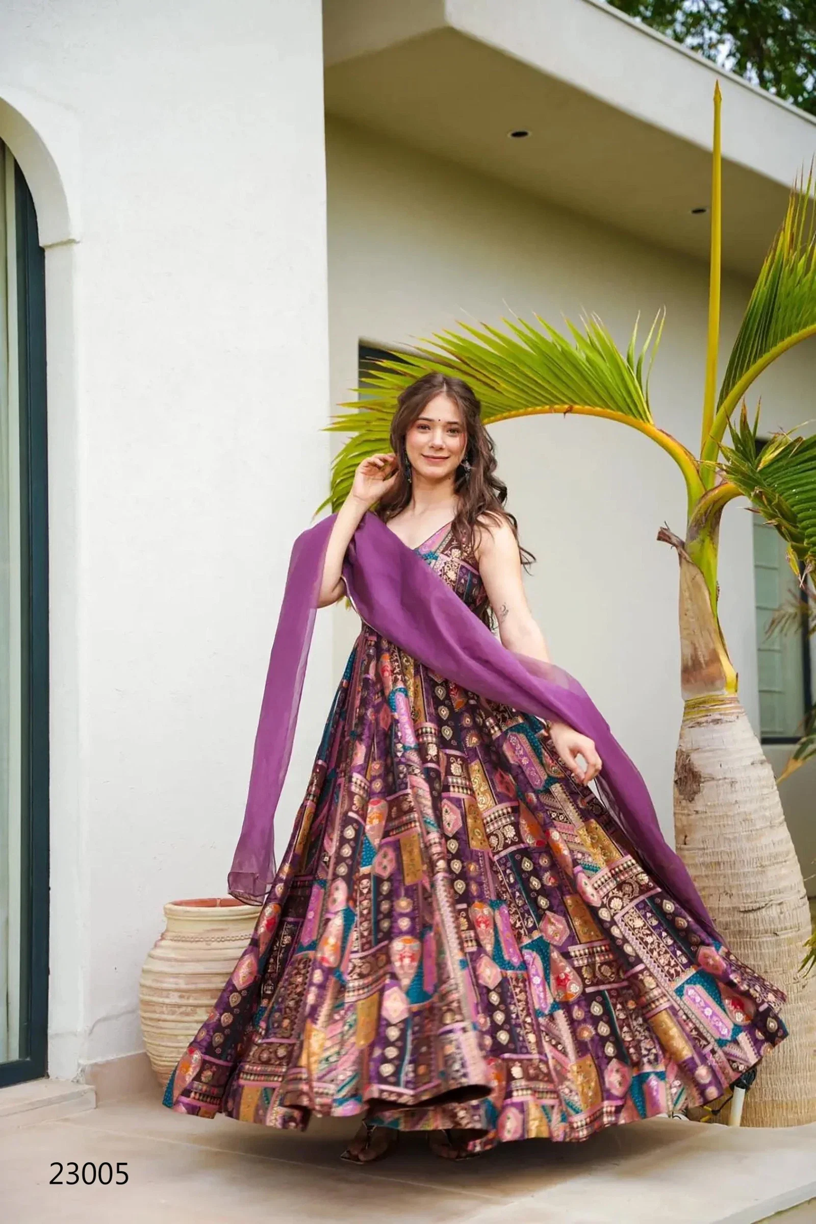 Lucaya Vol 23 Silk Digital Printed Gown With Dupatta