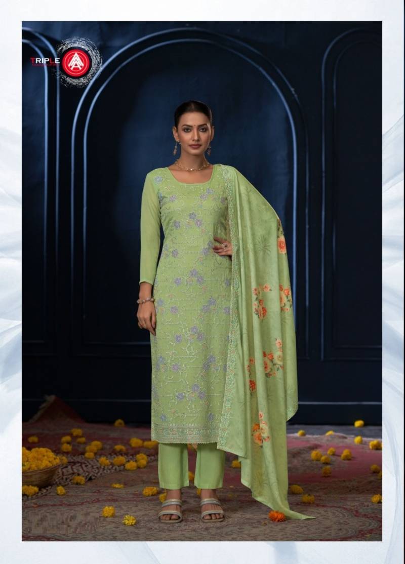 Triple Aaa Sky Georgette Designer Dress Material