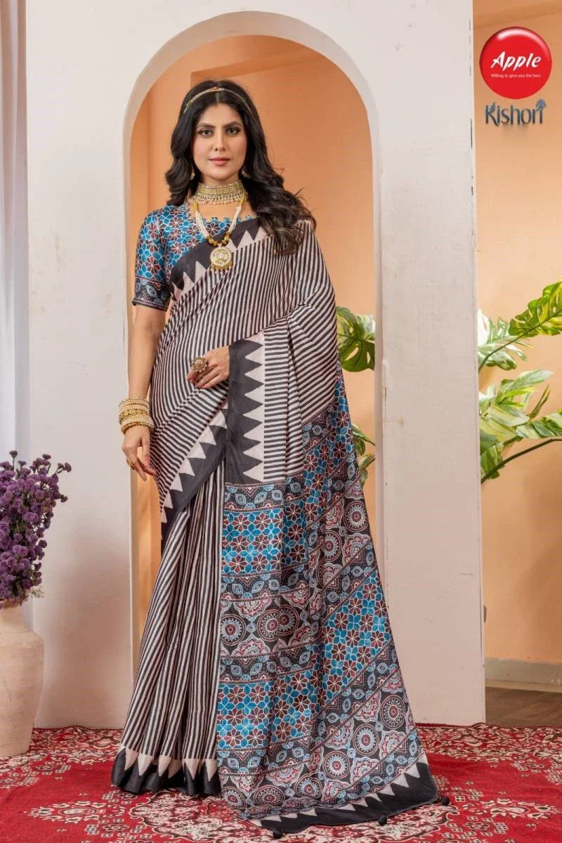 Apple Kishori Designer Party Wear Printed Crepe Saree Collection