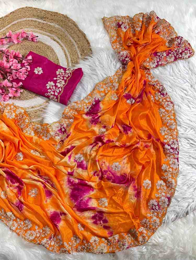 Kc 135 Festive Wear Chinon Stylish Saree Collection