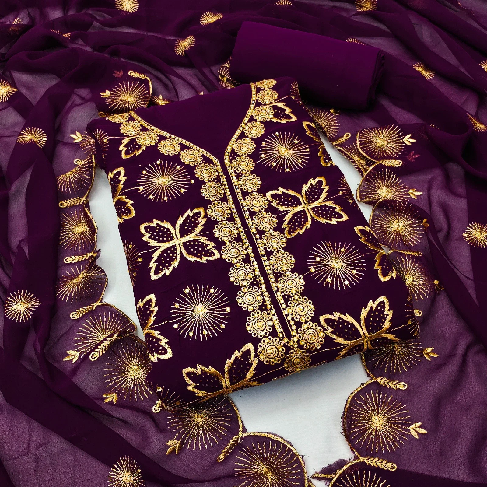 Rnx 5043 Beautiful Jari Worked Georgette Dress Material Collection