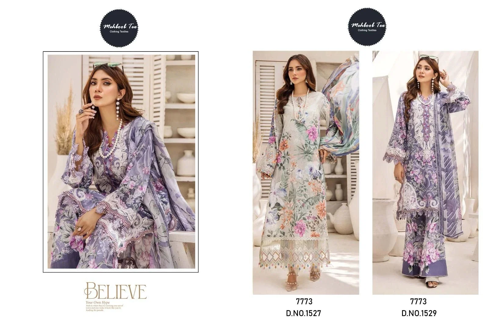 Mehboob Tex 1527 And 1529 Cotton Dupatta Pakistani Salwar Suits