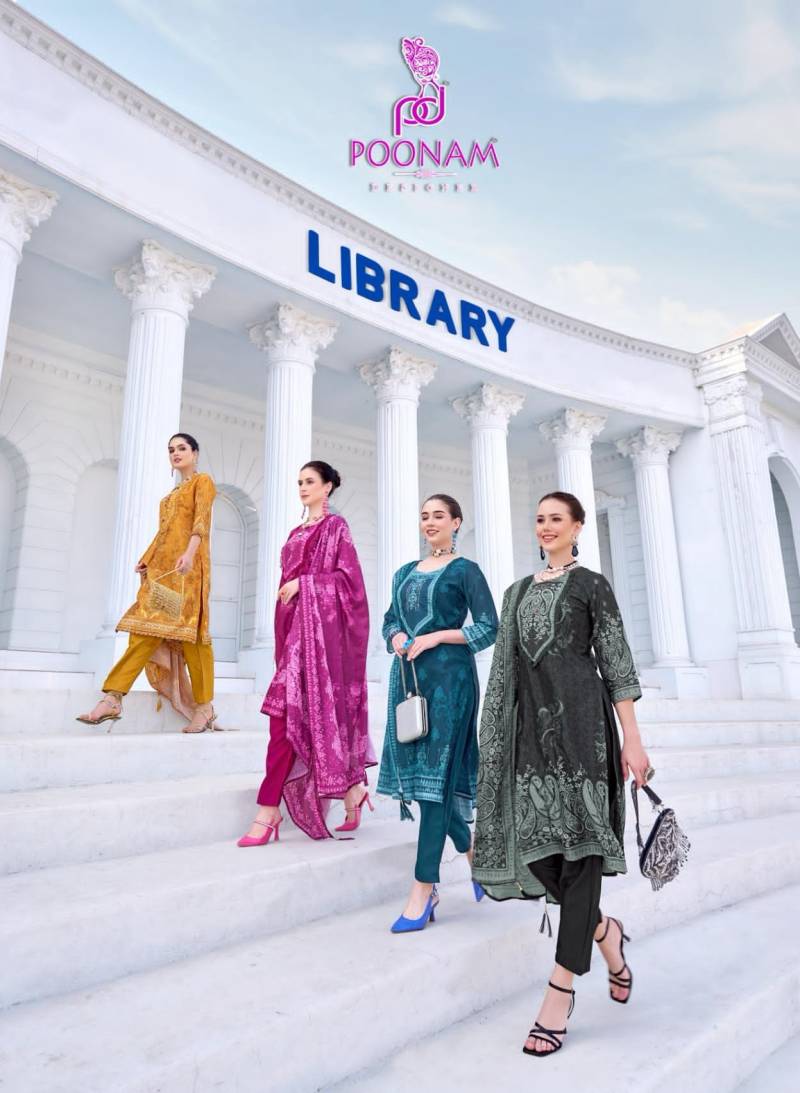 Poonam Library Digital Printed Kurti Bottom With Dupatta Collection