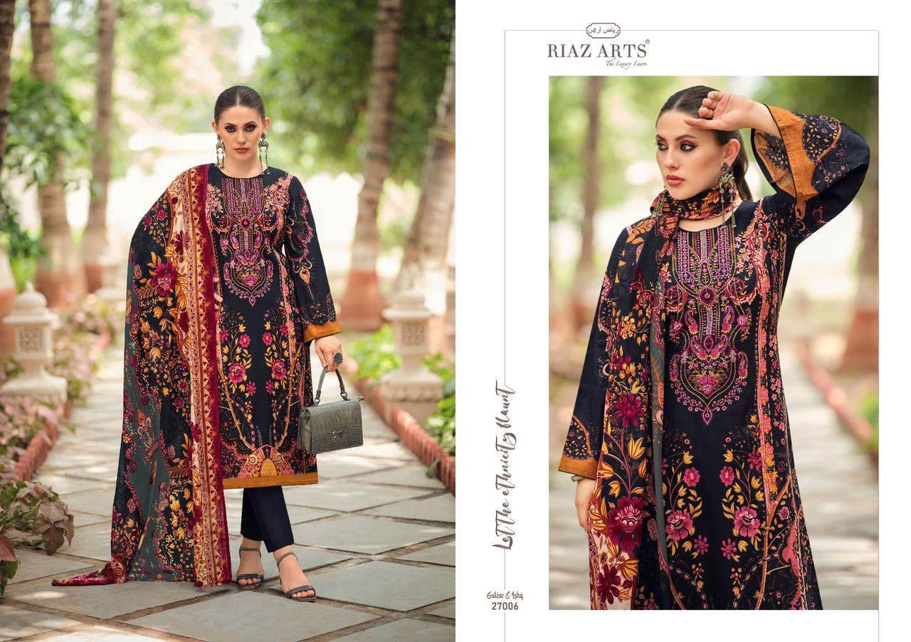 Riaz Arts Gulzar E Ishq Lawn Digital Printed Dress Material Collection