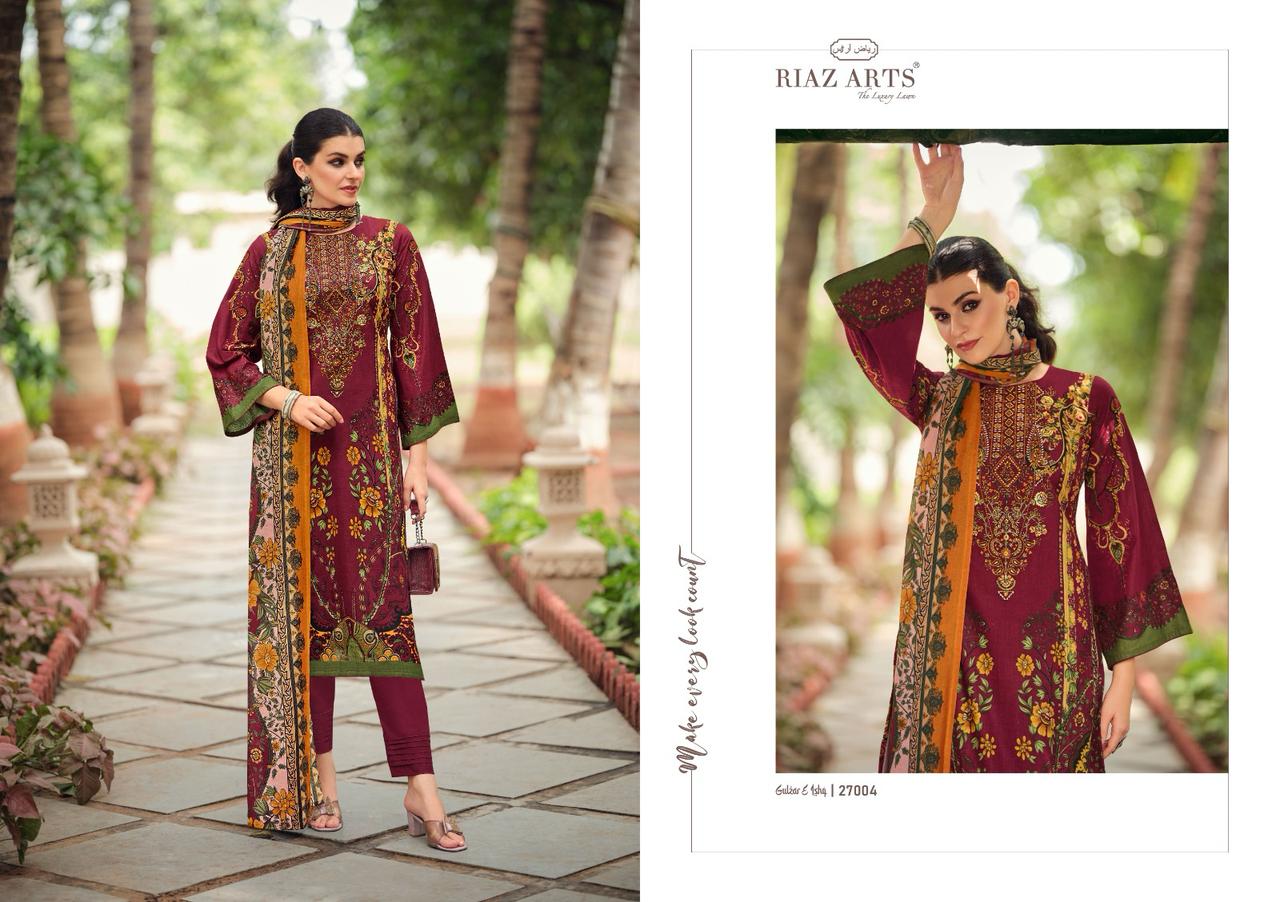 Riaz Arts Gulzar E Ishq Lawn Digital Printed Dress Material Collection