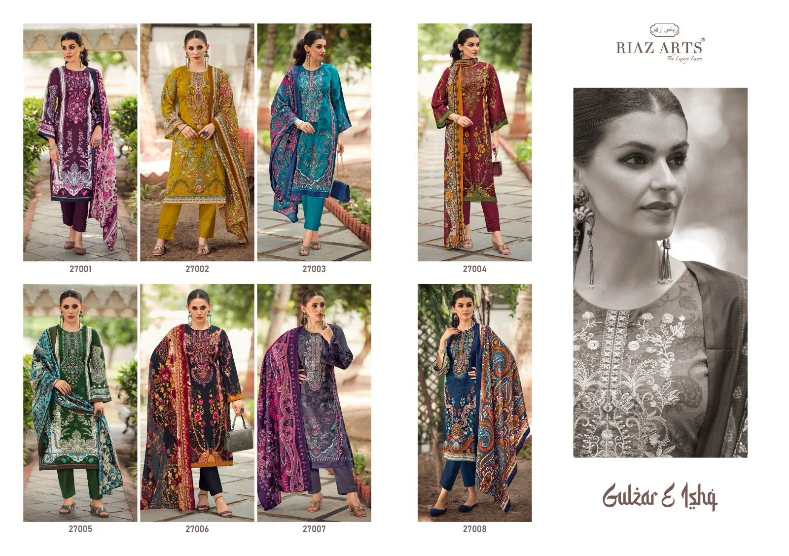 Riaz Arts Gulzar E Ishq Lawn Digital Printed Dress Material Collection